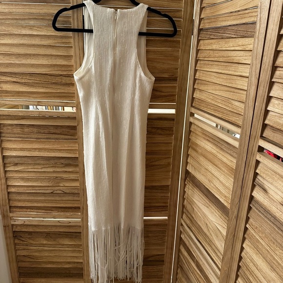 J Crew Collection White Fringe Sheath Dress with Sequins Size 2 - Picture 8 of 8